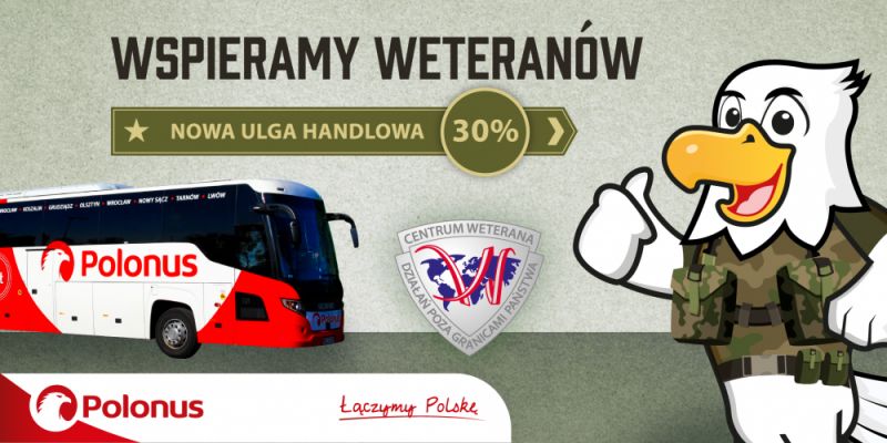 Polonus wspiera weteranów! Narodowy przewoźnik rozpoczął współpracę z Centrum Weterana Działań Poza Granicami Państwa.