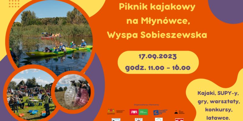 Wyspa Sobieszewska: piknik rodzinny z atrakcjami na przystani kajakowej Młynówka