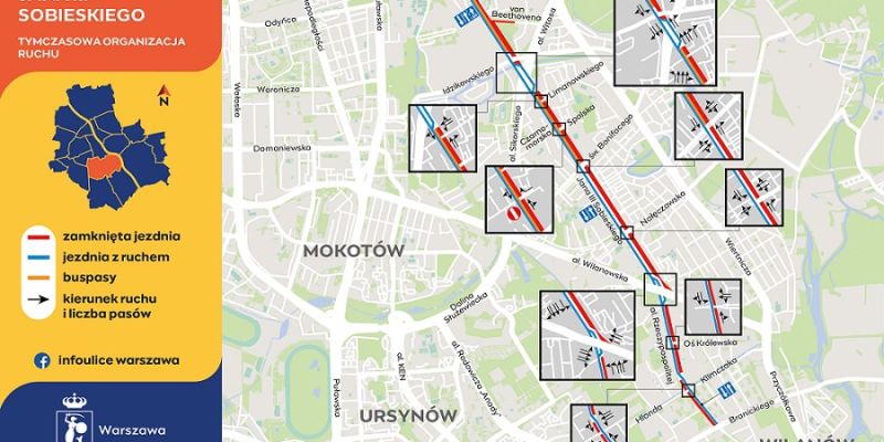 Tramwaj do Wilanowa – budowa torów na Sobieskiego