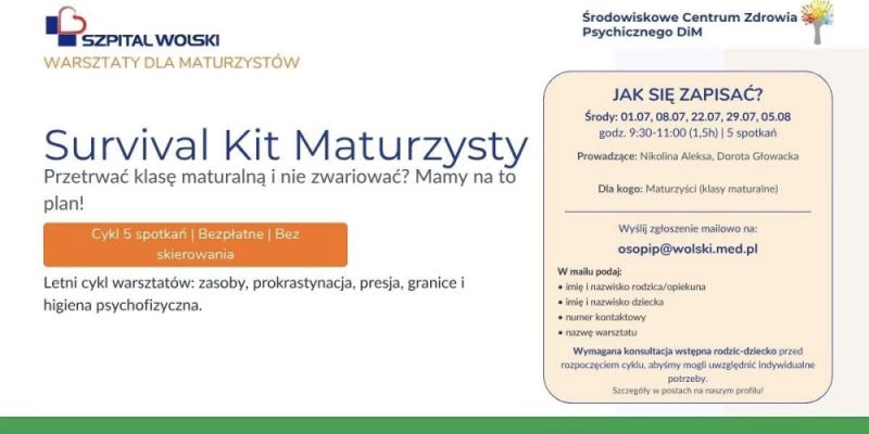 Bezpłatne warsztaty psychologiczne dla maturzystów na Woli