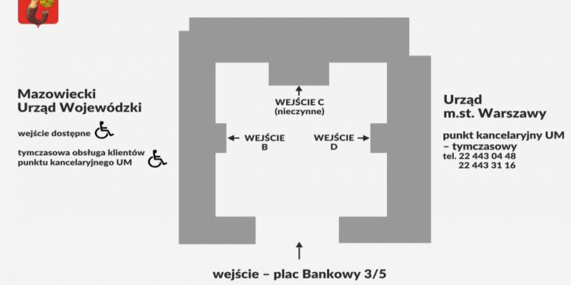 Główne wejście do budynku przy pl. Bankowym 3/5 zmieni się w elegancki hol