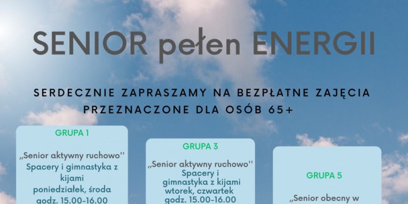 Nabierz energii w podeszłym wieku: projekt "Senior pełen Energii" dla osób 65+